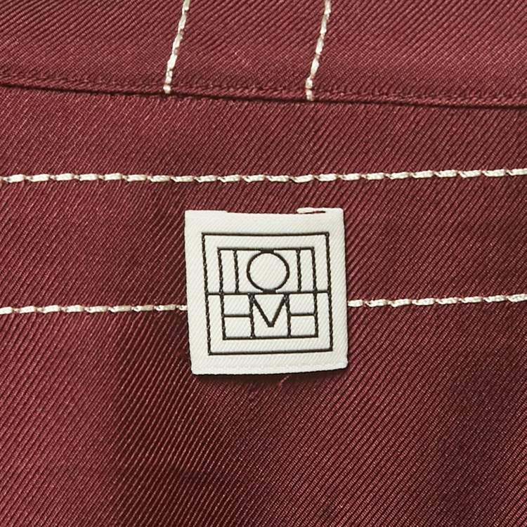 Pre Owned Toteme Burgundy Monogram Silk PJ Top XL