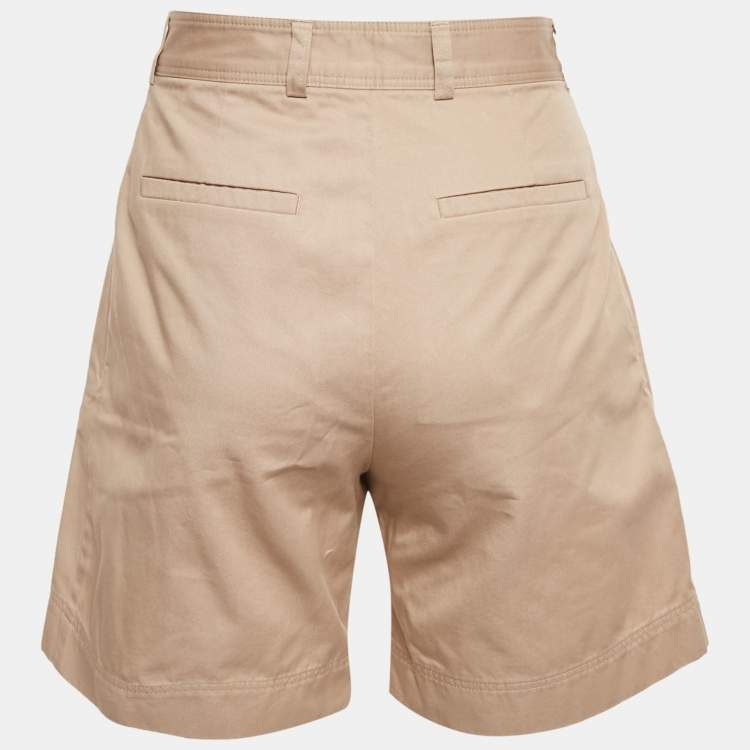 Pre Owned Toteme Beige Cotton Twill Pleated Shorts XS