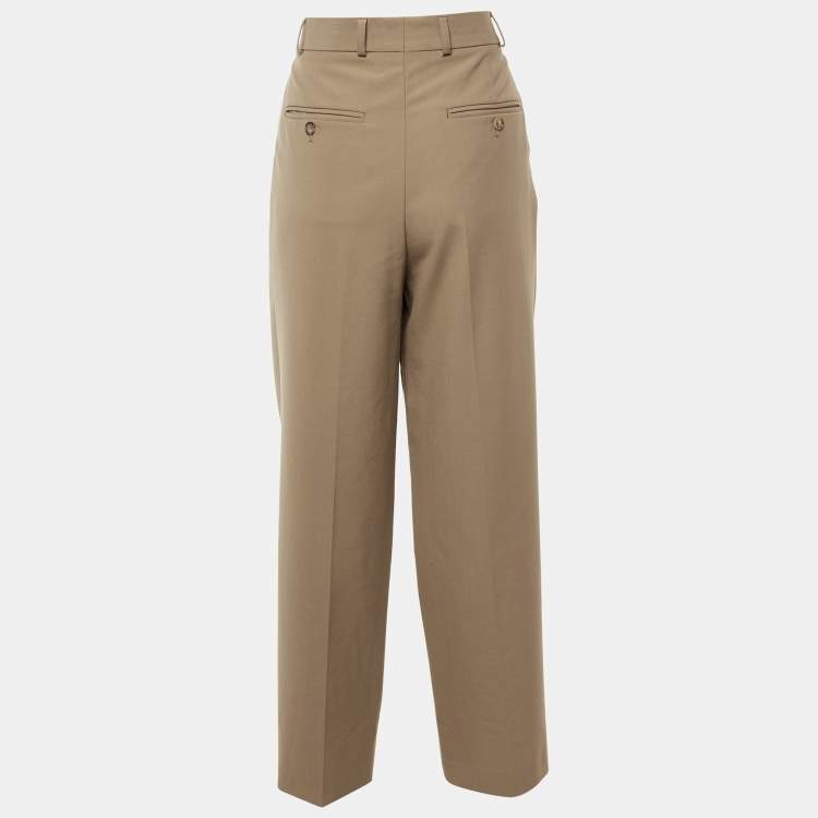 Pre Owned Toteme Khaki Wool Double Pleated Trousers S/Waist 32"