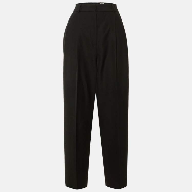 Pre Owned Toteme Black Wool Blend Double Pleated Tailored Trousers S