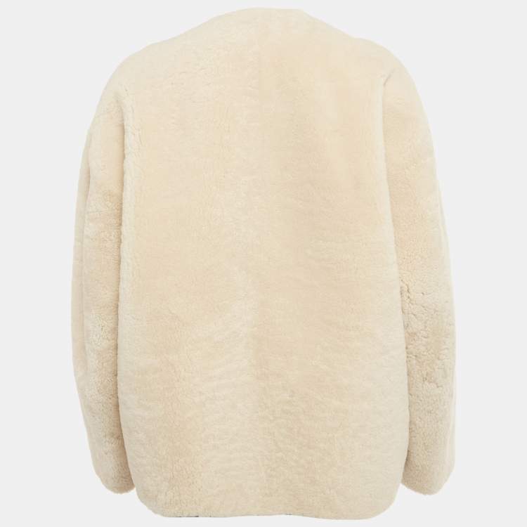 مملوكة مسبقًا Toteme Beige Teddy Shearling Clasp Jacket XS/S