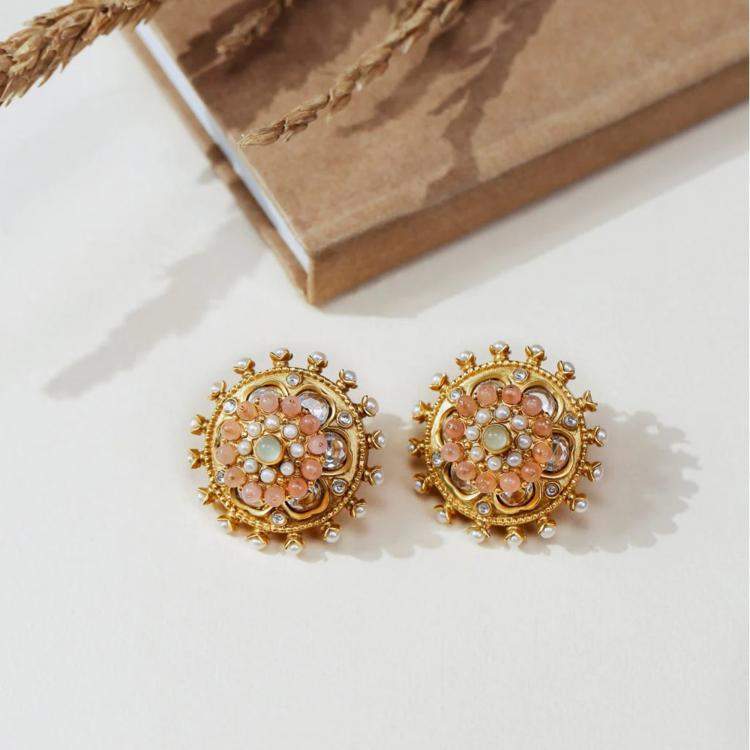 Buy Gold Plated Pearl Amira Embellished Earrings by Tribe Amrapali Online  at Aza Fashions.