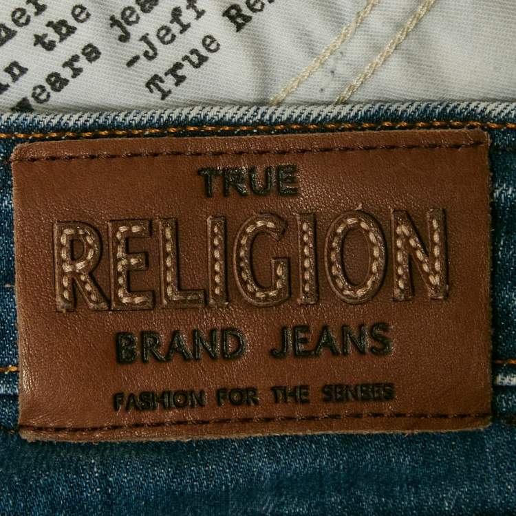 Pre Owned True Religion Blue Faded Denim Shannon Jeans M Waist 28"