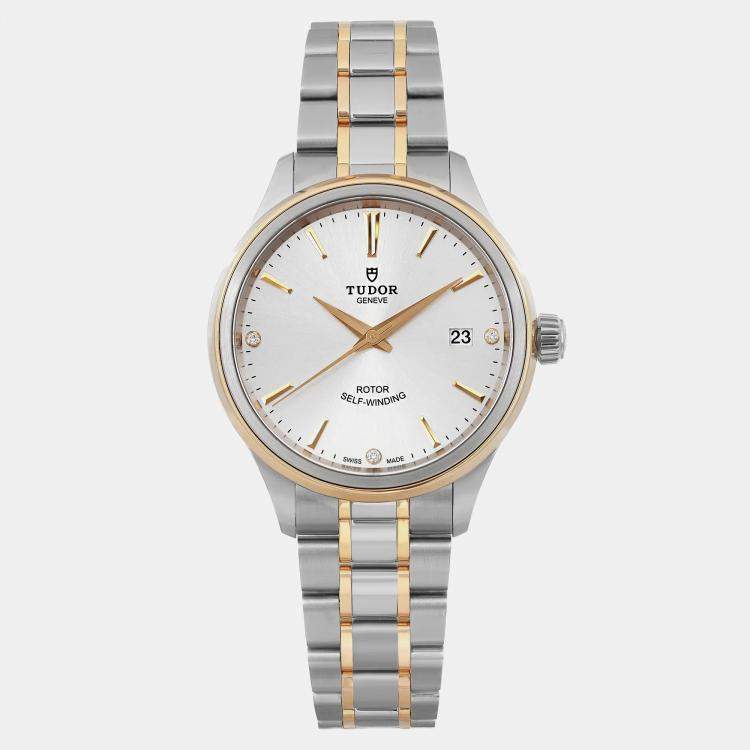 Pre Owned Tudor Silver Gold Stainless Steel  Style 12503-0005 Automatic Men's Wristwatch 38mm