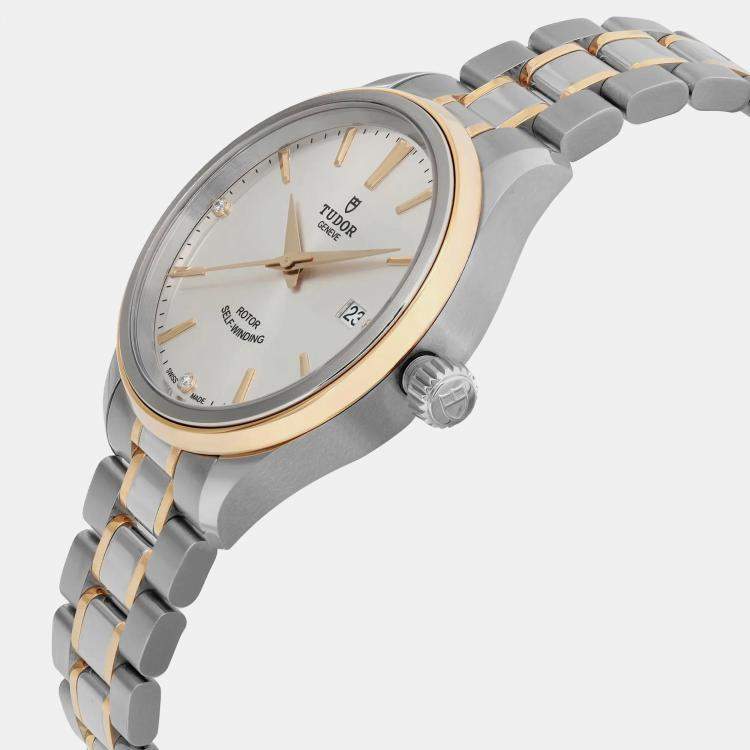 Pre Owned Tudor Silver Gold Stainless Steel  Style 12503-0005 Automatic Men's Wristwatch 38mm