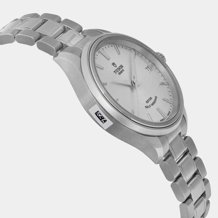 Pre Owned Tudor Silver Stainless Steel Style 12300-0001 Automatic Women's Wristwatch 34 mm 