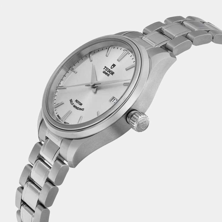 Pre Owned Tudor Silver Stainless Steel Style 12300-0001 Automatic Women's Wristwatch 34 mm 