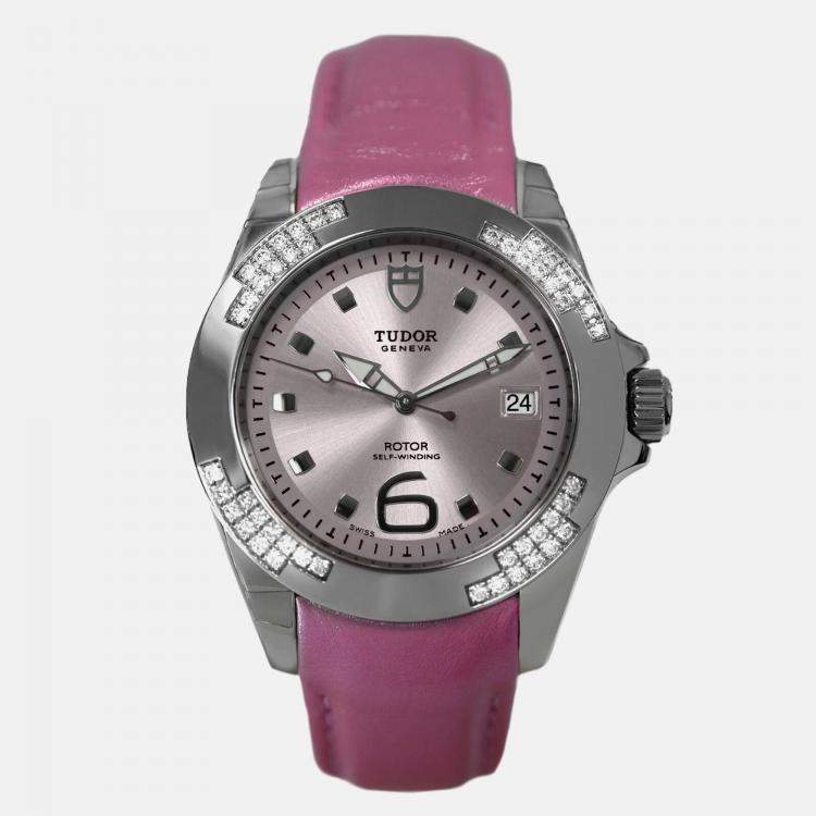 Pre Owned Tudor Prince Date 79440P Automatic Purple Stainless Steel Women’s Wristwatch 39 mm