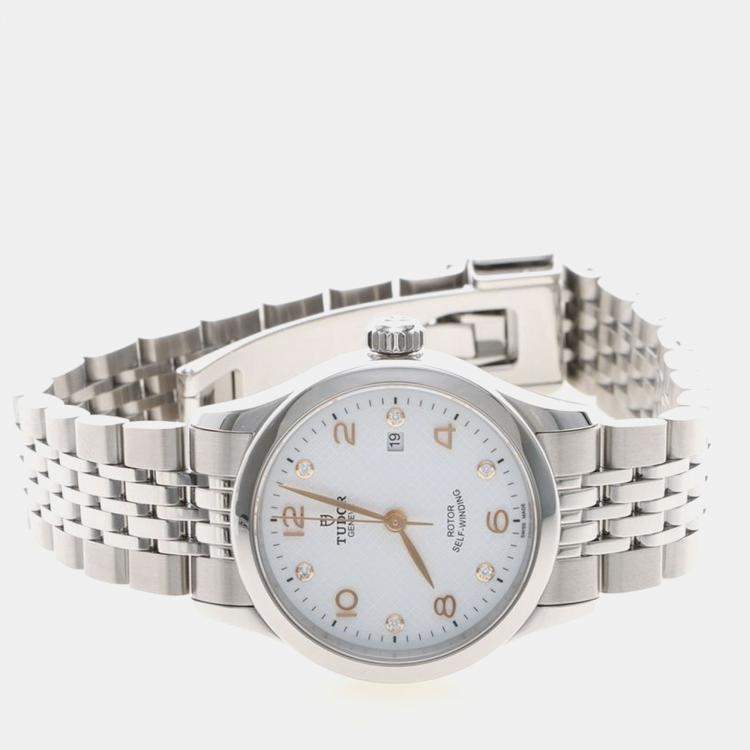 Pre Owned Tudor 1926 91350 Automatic Diamond Stainless Steel Womens Wristwatch 29 mm