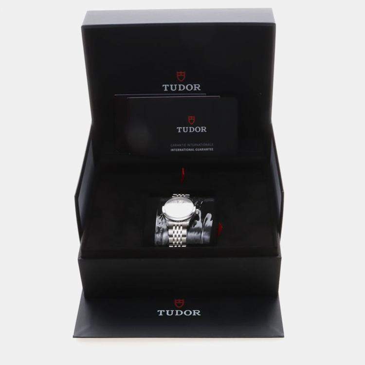 Pre Owned Tudor 1926 91350 Automatic Diamond Stainless Steel Womens Wristwatch 29 mm