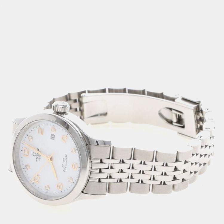 Pre Owned Tudor 1926 91350 Automatic Diamond Stainless Steel Womens Wristwatch 29 mm