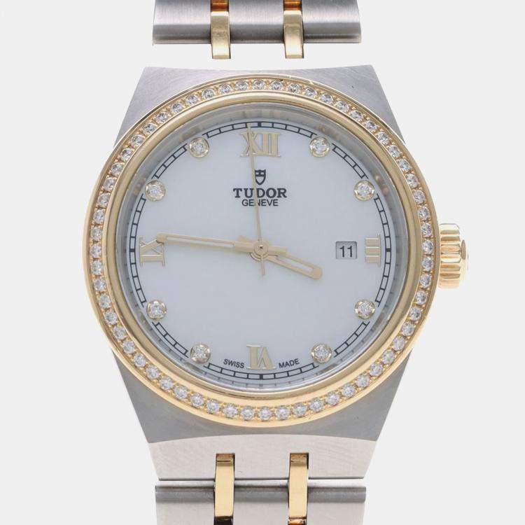 Pre Owned Tudor Royal 28323 Automatic Yellow Gold Stainless Steel Women's Wristwatch 28 mm