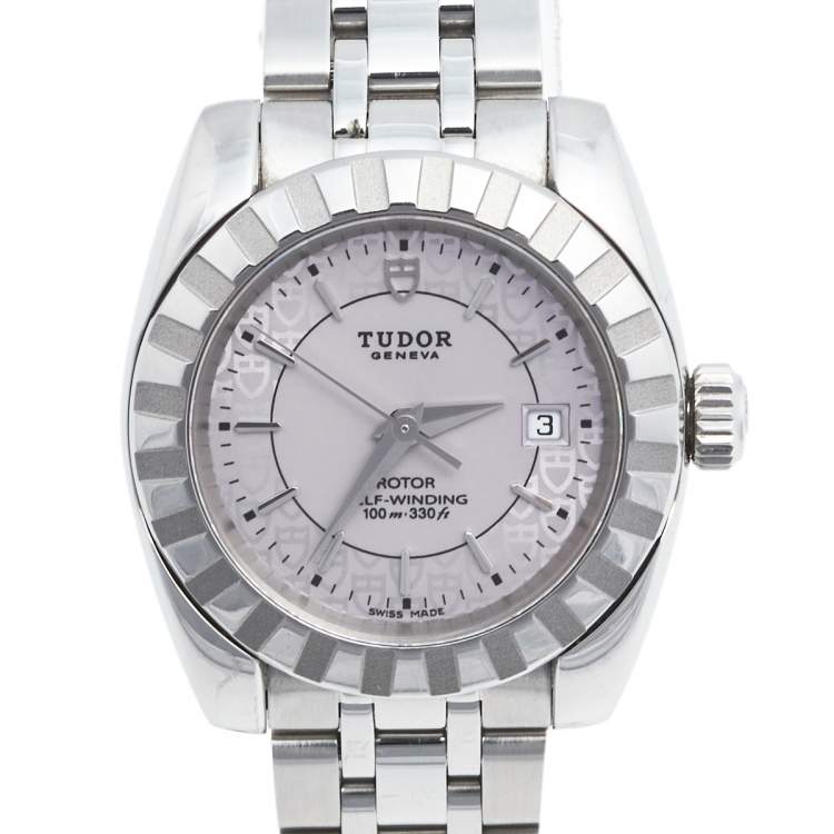 Pre Owned Tudor Silver Stainless Steel Classic 22010 Women's Wristwatch 28 mm