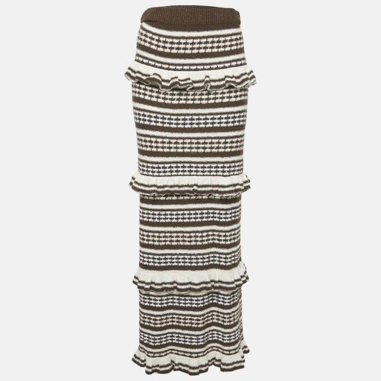 Pre Owned Tularosa Brown Knit Kaely Maxi Skirt M