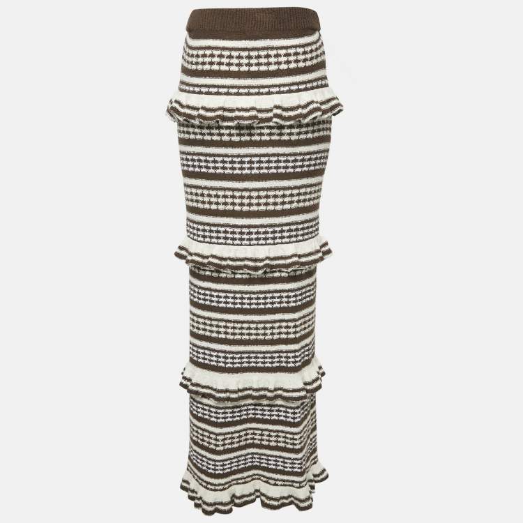 Pre Owned Tularosa Brown Knit Kaely Maxi Skirt M
