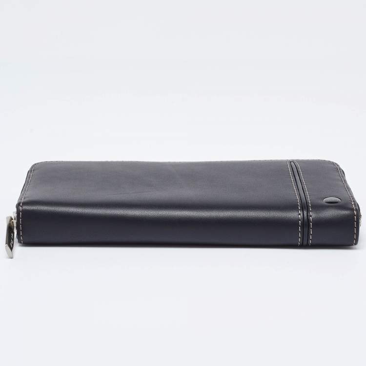 Pre Owned Tumi Black Leather Zip Around Wallet