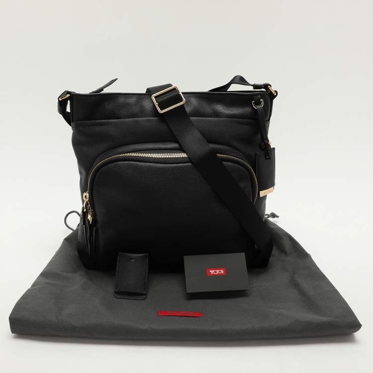 Pre Owned TUMI Black Leather Voyageur Messenger Bag