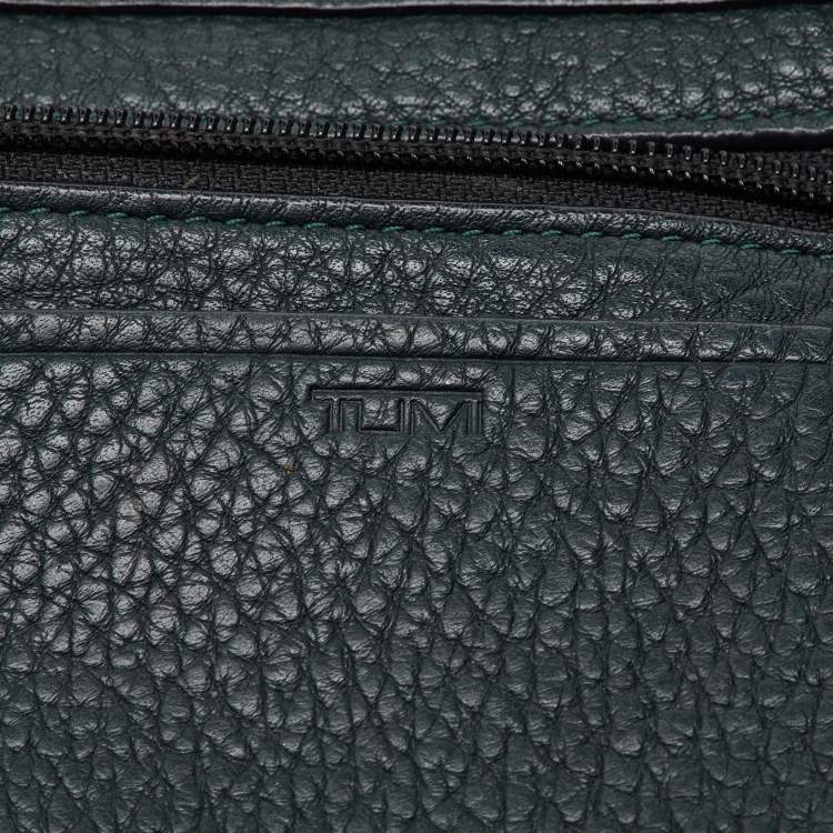 Pre Owned TUMI Dark Green Leather Shopper Tote