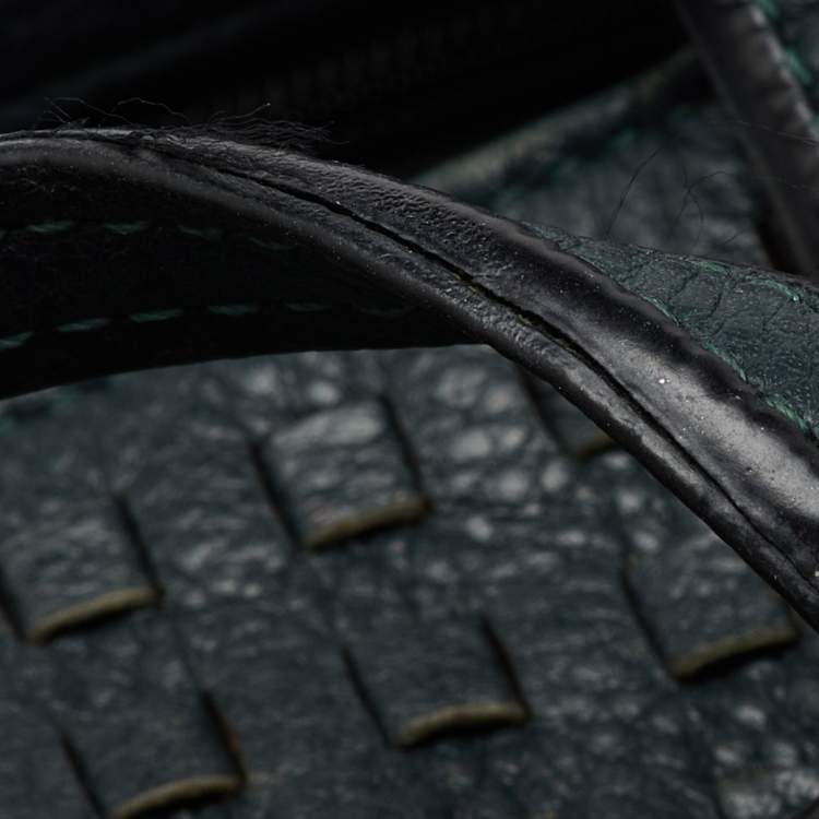Pre Owned TUMI Dark Green Leather Shopper Tote