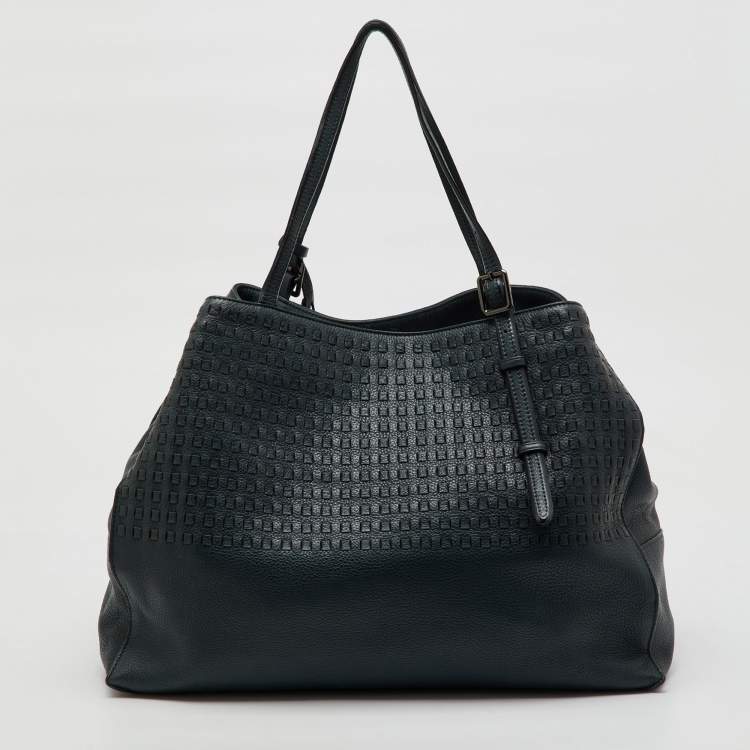 Pre Owned TUMI Dark Green Leather Shopper Tote