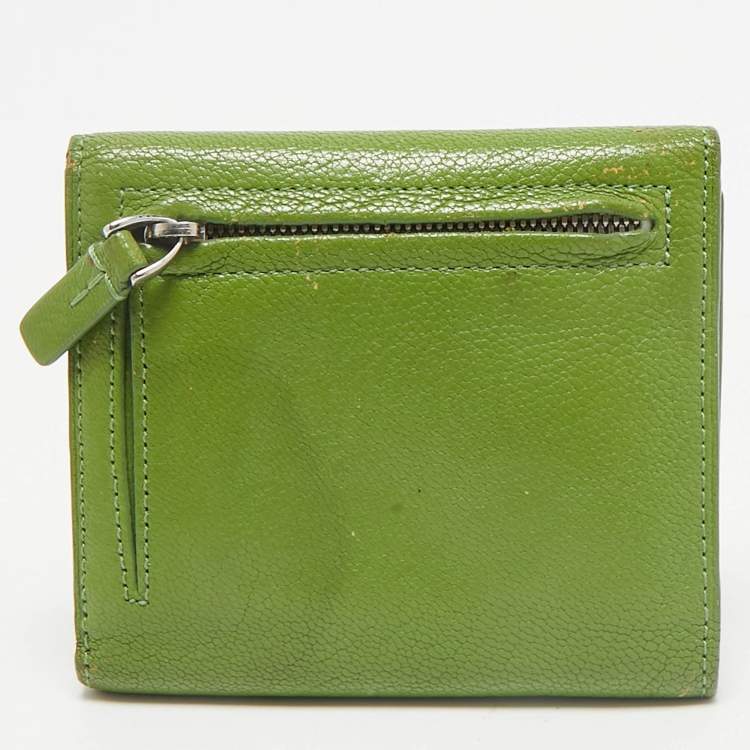Pre Owned TUMI Green Leather Trifold Wallet