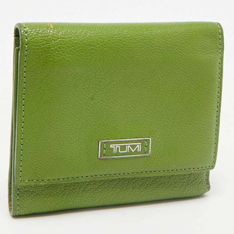Pre Owned TUMI Green Leather Trifold Wallet