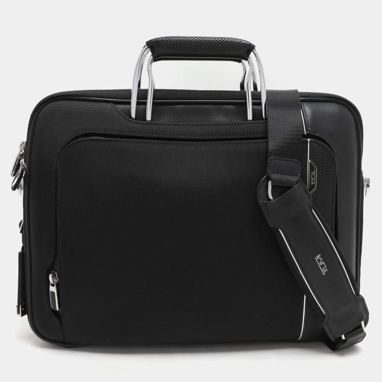 Pre Owned TUMI Black Nylon and Leather Hamilton Arrivè Briefcase Bag