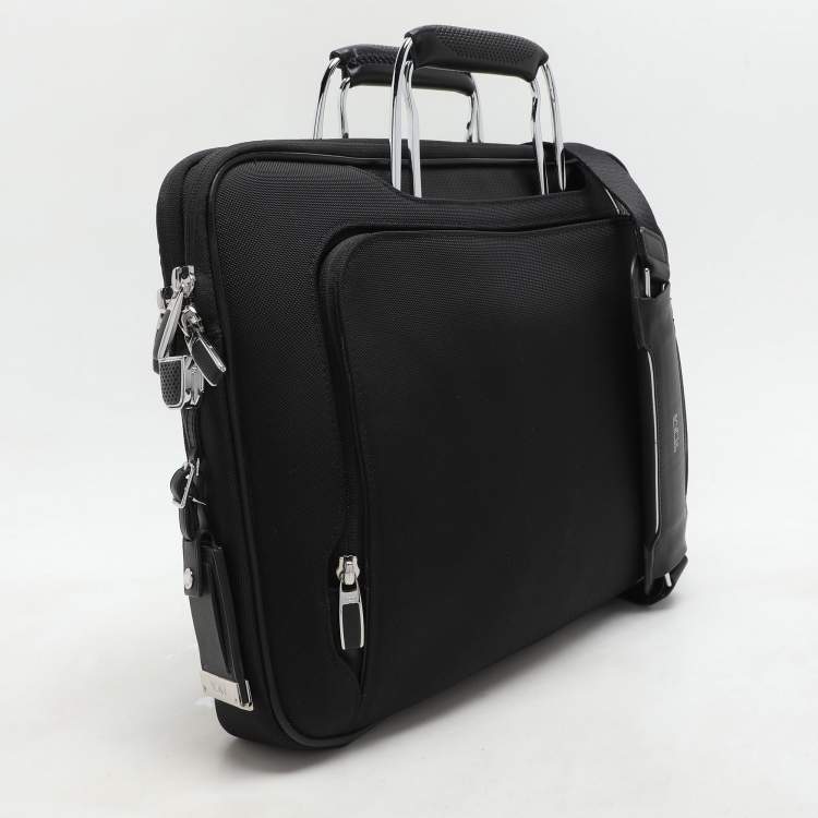Pre Owned TUMI Black Nylon and Leather Hamilton Arrivè Briefcase Bag