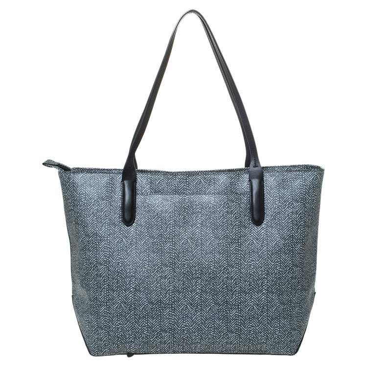 Pre Owned Tumi Grey/Black Coated Canvas and Leather Shopper Tote