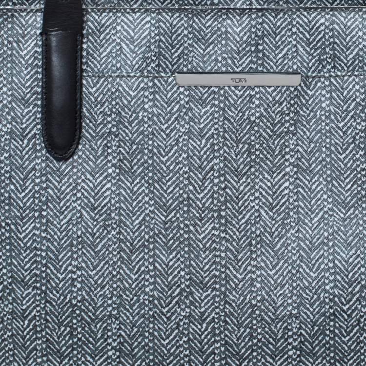 Pre Owned Tumi Grey/Black Coated Canvas and Leather Shopper Tote
