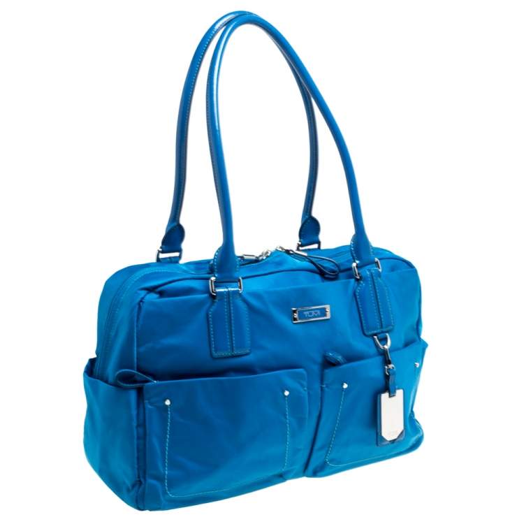 Pre Owned TUMI Azure Blue Nylon Double Pocket Duffel Bag