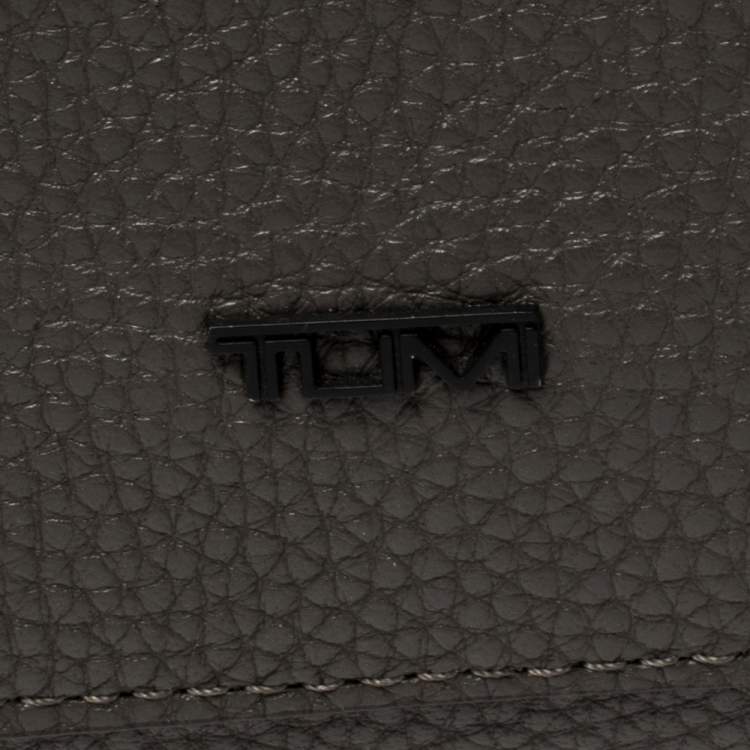 Pre Owned TUMI Dark Grey Grain Leather Front Pocket Tote
