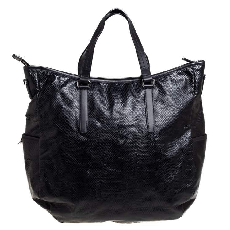 Pre Owned TUMI Black Python Effect Coated Fabric Lucerne Tote