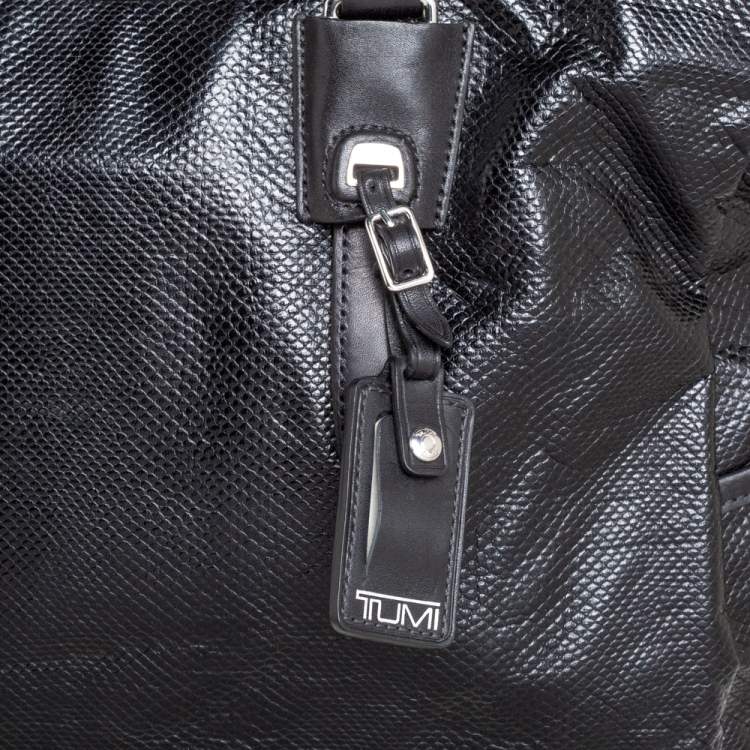Pre Owned TUMI Black Python Effect Coated Fabric Lucerne Tote