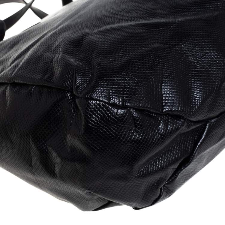 Pre Owned TUMI Black Python Effect Coated Fabric Lucerne Tote