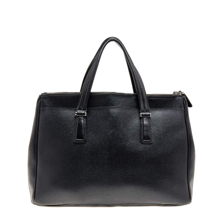 Pre Owned Tumi Black Leather Large And Double Zip Carry All Tote