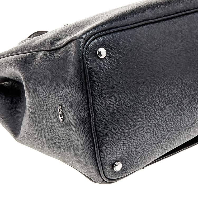 Pre Owned Tumi Black Leather Large And Double Zip Carry All Tote