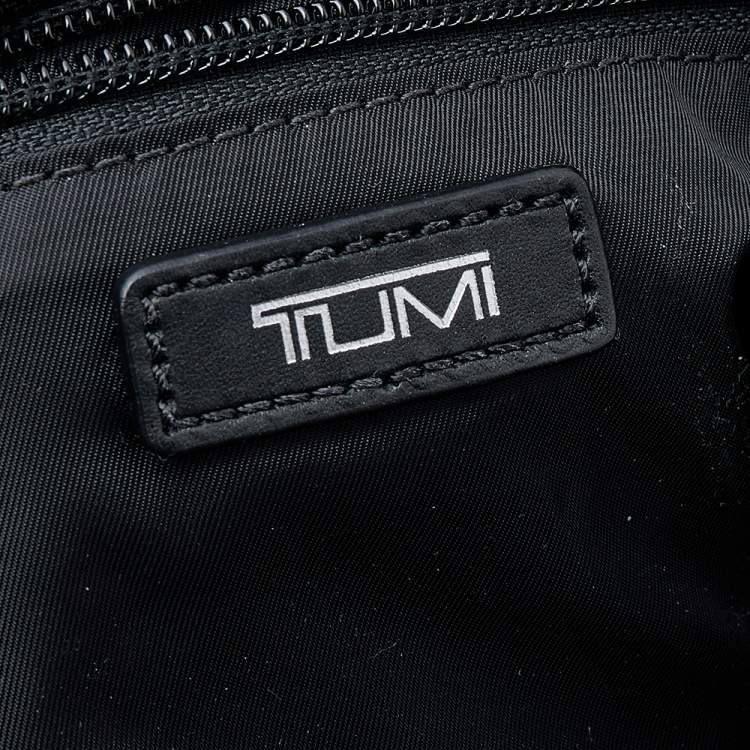 Pre Owned TUMI Black/Beige Python Effect Leather Zip Shoulder Bag