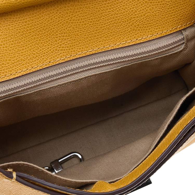 Pre Owned TUMI Yellow Leather Top Handle Bag