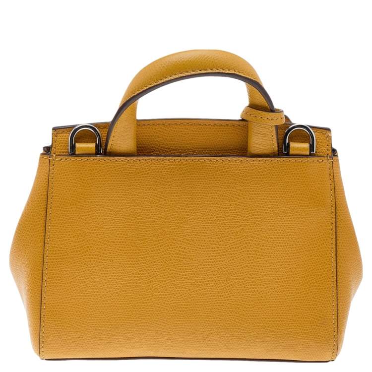Pre Owned TUMI Yellow Leather Top Handle Bag