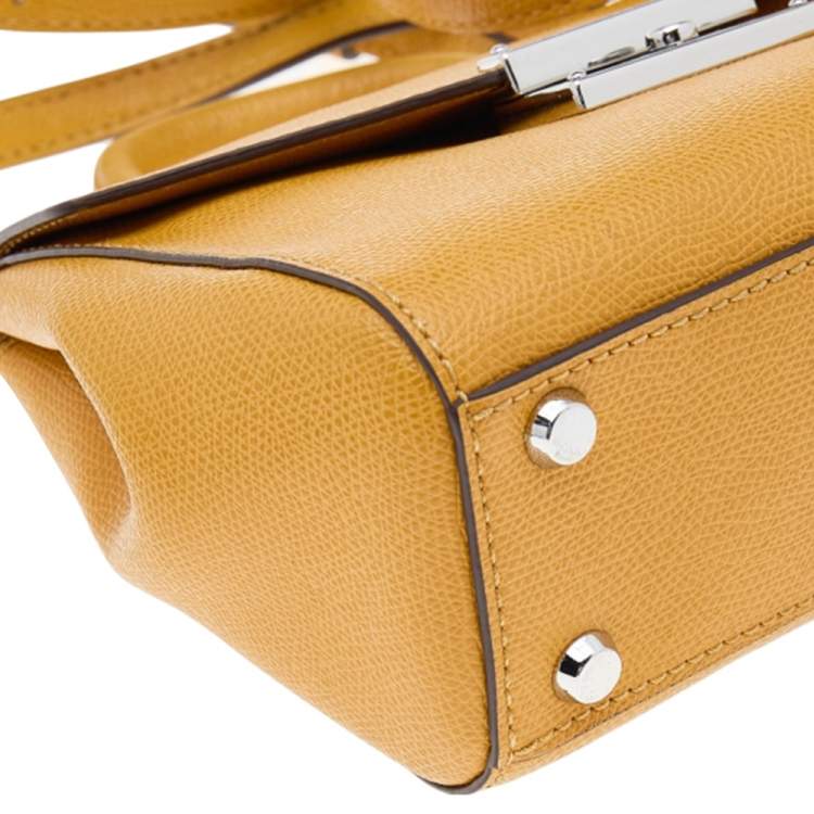 Pre Owned TUMI Yellow Leather Top Handle Bag