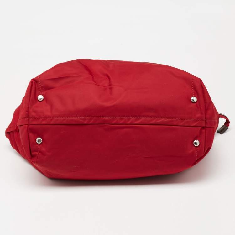 Pre Owned TUMI Red Nylon and Leather Shopper Tote 