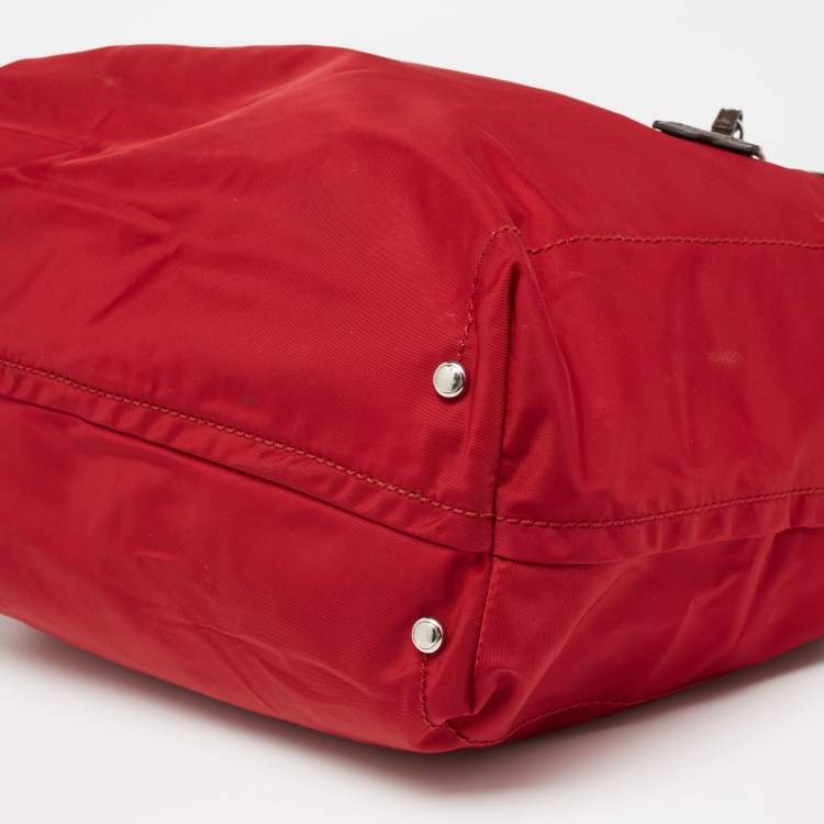 Pre Owned TUMI Red Nylon and Leather Shopper Tote 
