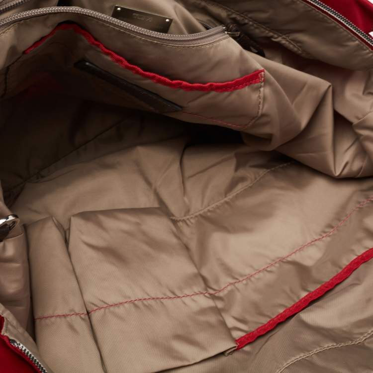 Pre Owned TUMI Red Nylon and Leather Shopper Tote 