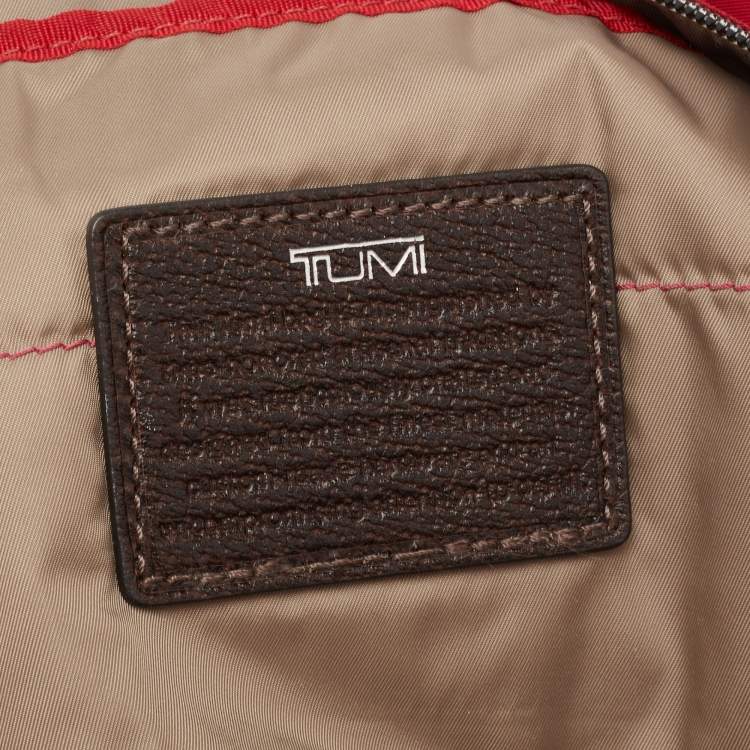 Pre Owned TUMI Red Nylon and Leather Shopper Tote 