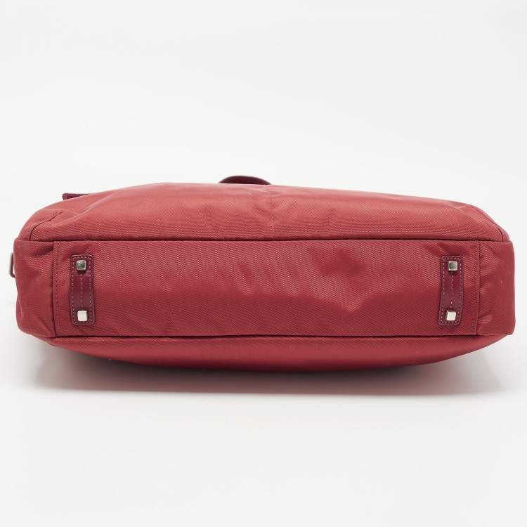 Pre Owned TUMI Two Tone Red Nylon and Leather Laptop Bag 