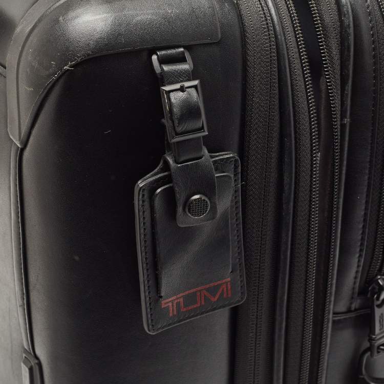 Pre Owned TUMI Black Leather 4 Wheeled Alpha 2 Deluxe Laptop Briefcase