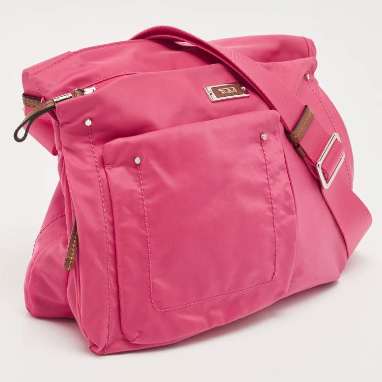Pre Owned TUMI Magenta Nylon Voyageur Sumatra Crossbody Bag