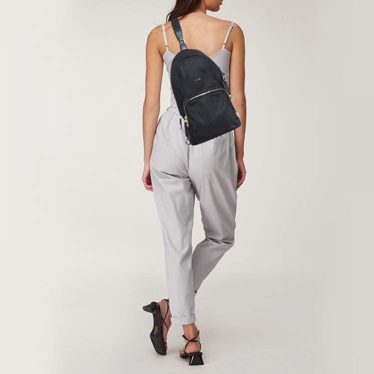 Pre Owned TUMI Black Nylon and Leather Sling Bag