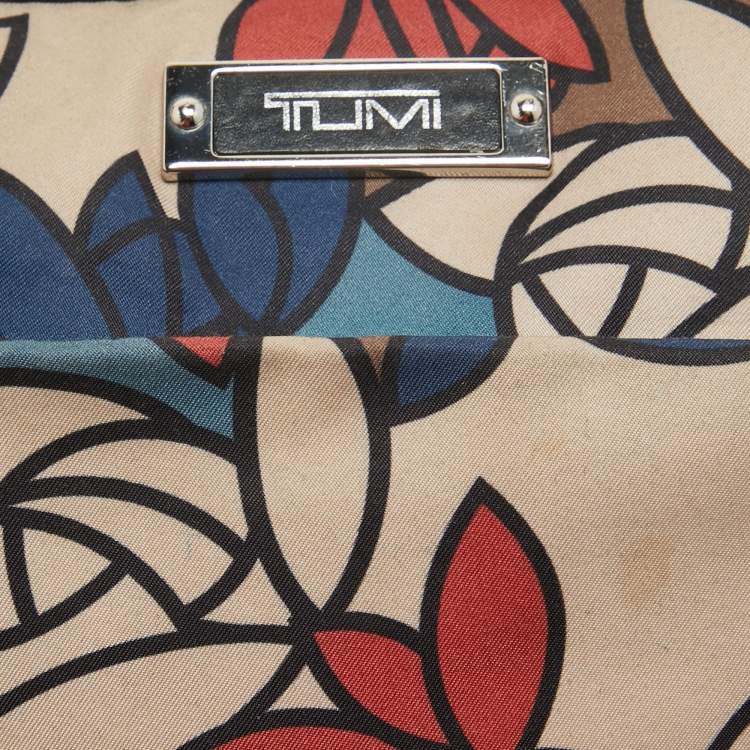 Pre Owned TUMI Multicolor Printed Nylon and Leather Zip Messenger Bag